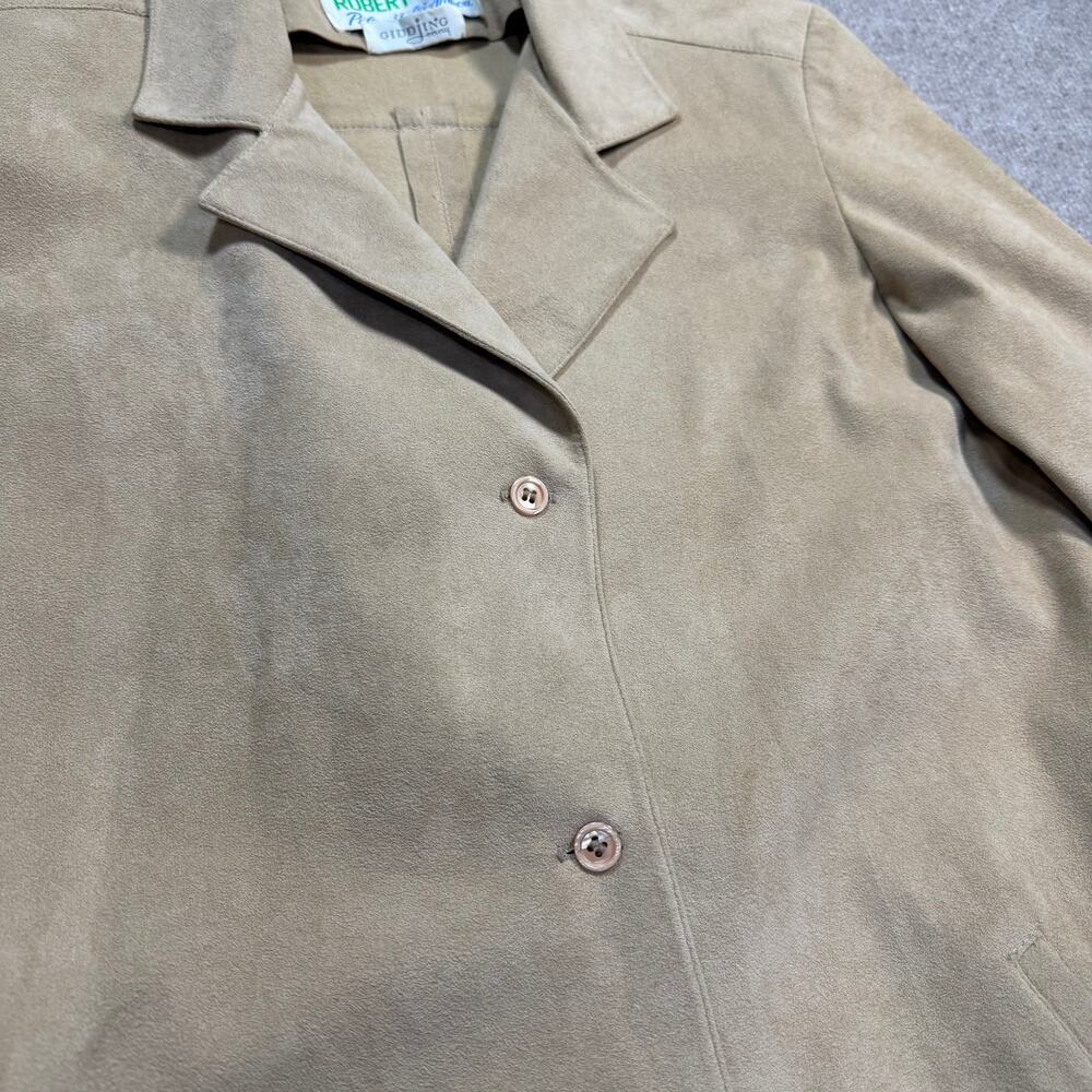 Samuel Robert Vintage Trench Coat Tan Faux Suede Minimalist Dark Academia - Picture 5 of 10